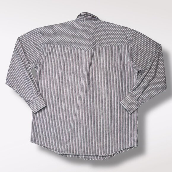 Western Plains Striped Pearl Snap Shirt Striped Long Sleeve Large - Picture 6 of 8